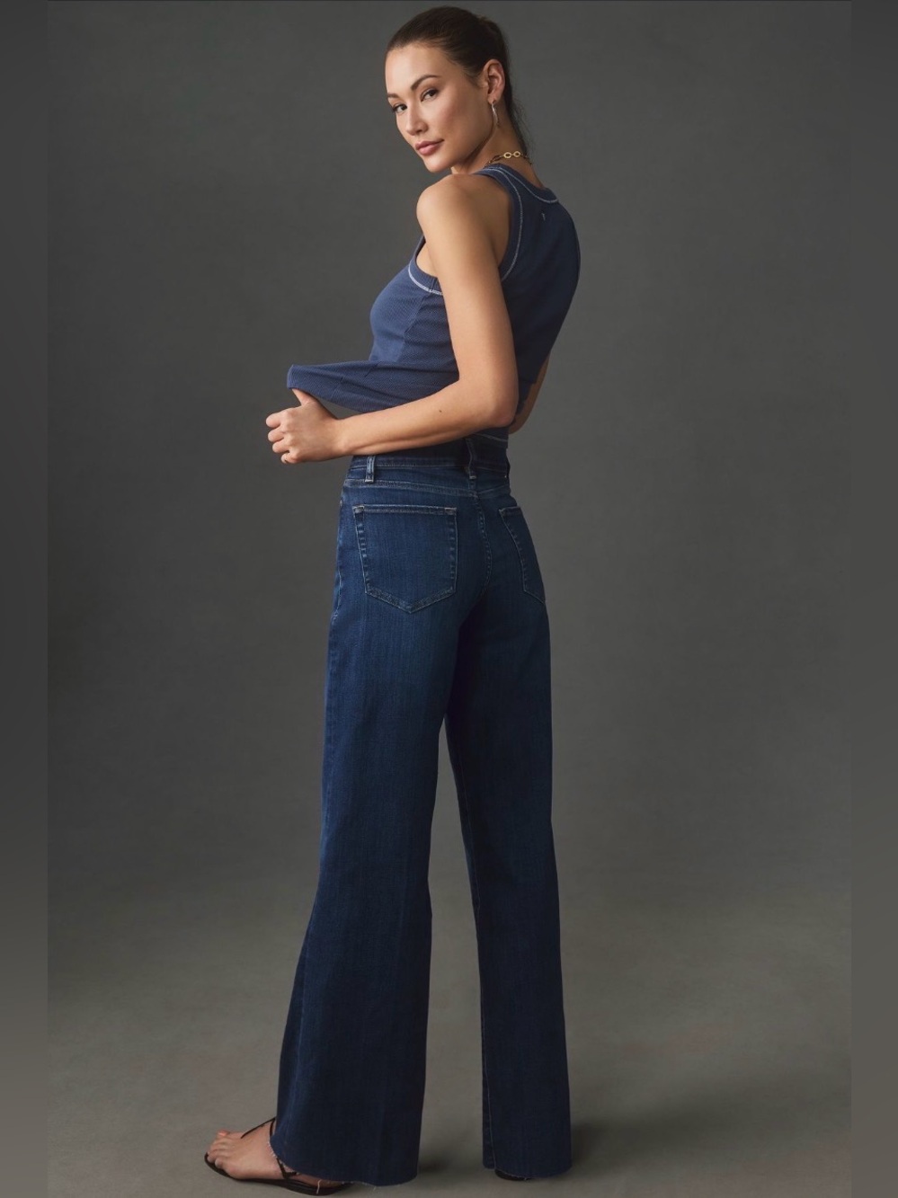 FRAME Le Slim Palazzo High-Rise Wide-Leg Jeans, Size 31